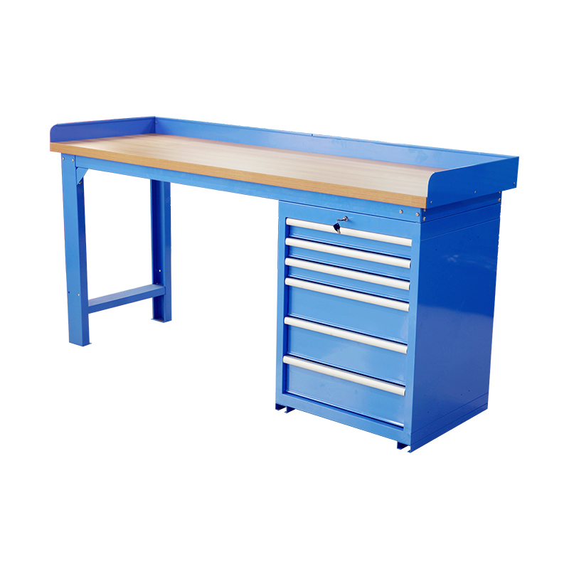 Établi en acier robuste GL203 + GL204 Bule avec banc de travail à dessus en bois