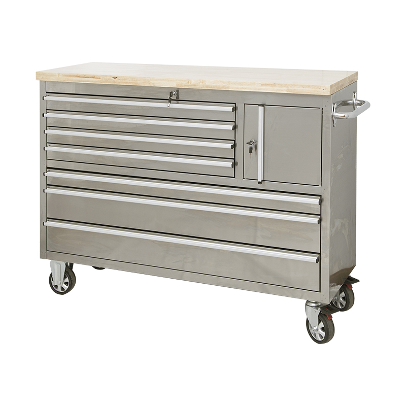 GLS5608 Établi en acier inoxydable à 8 tiroirs pour outils de soudage avec dessus en bois