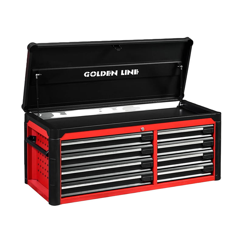 GL3408XL Coffre à outils professionnel allongé à 8 tiroirs avec couvercle supérieur ouvert
