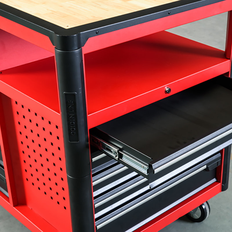 GL3412XXL Armoire de rangement pour outils de garage multifonctionnelle extra-large à 12 tiroirs avec plateau en chêne