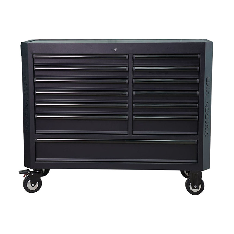 GL3613XL Établi d'armoire à roulettes de rangement d'outils de garage en métal noir avec 13 tiroirs