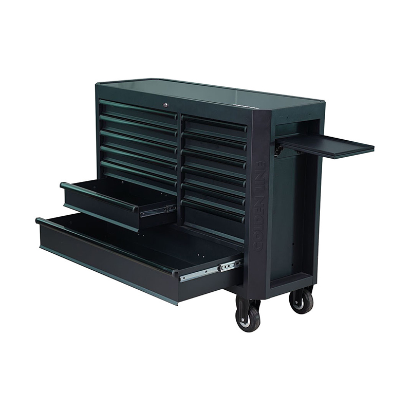 GL3613XL Établi d'armoire à roulettes de rangement d'outils de garage en métal noir avec 13 tiroirs