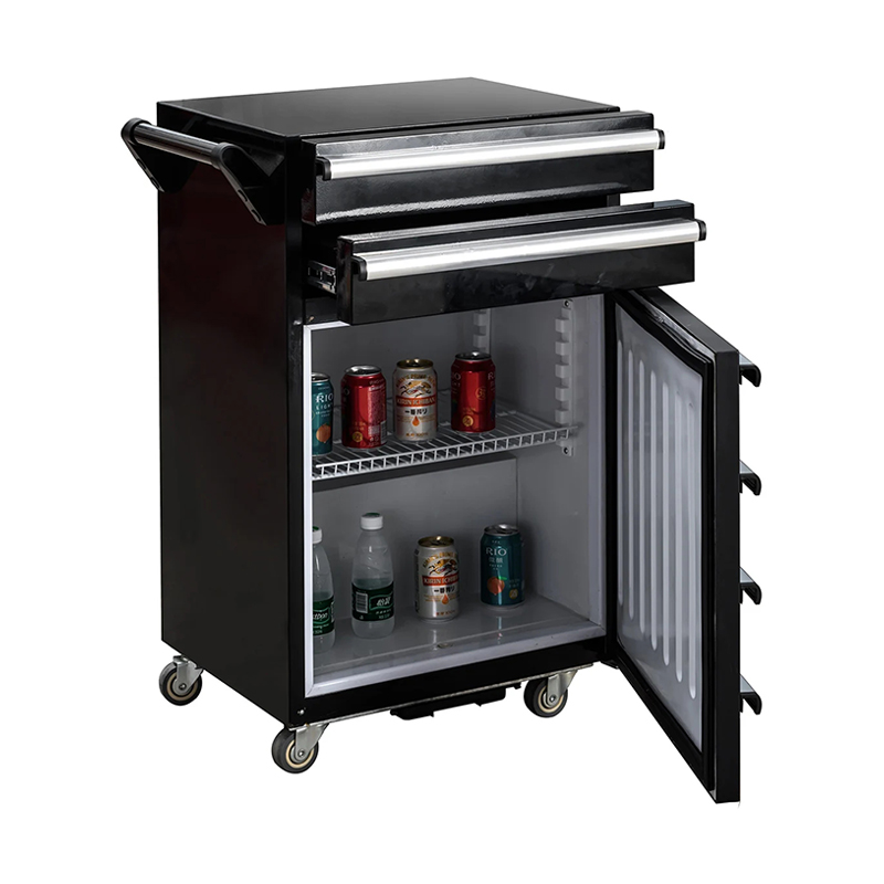 Armoire à outils en métal GL408 à 2 tiroirs avec mini-réfrigérateur