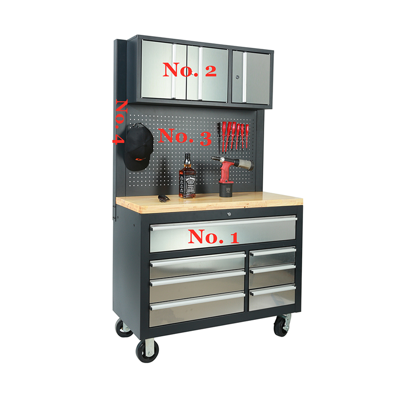 Coffre mobile gris d'armoire à outils GLG3000 avec tiroirs et armoire murale pour garage