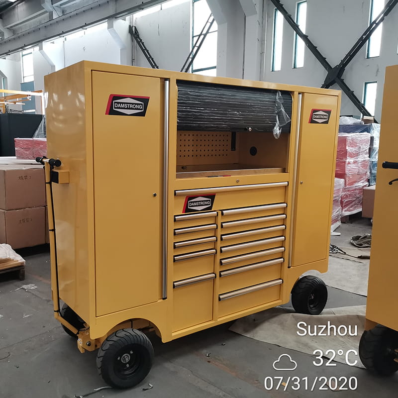 Boîte à outils GLMrsBig Pit Cart et armoire en métal avec chariot roulant pour poste de travail d'atelier