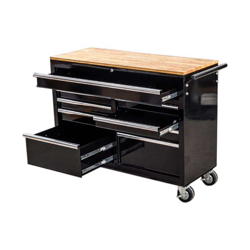 GL4009 Établi de rangement pour outils en métal noir, 46 pouces, 9 tiroirs, armoire à roulettes, 46 pouces