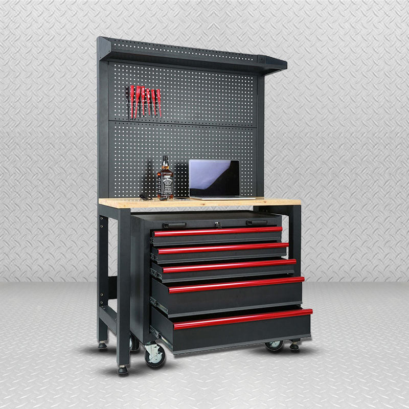 Table en bois mobile flexible GLG2000, armoire de rangement pour garage économique