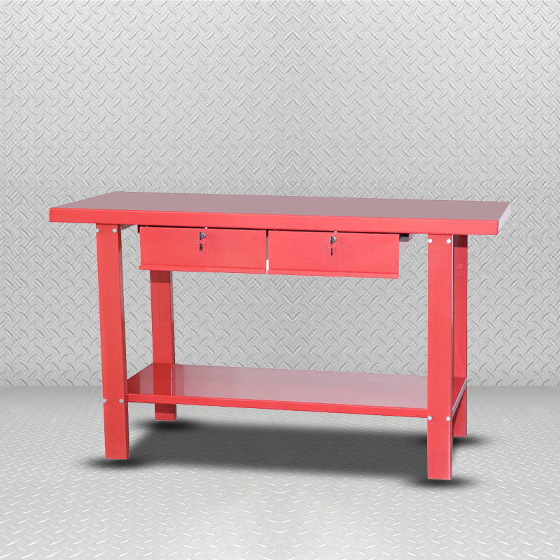 Établi de travail durable rouge GL201+GL202 avec tiroirs