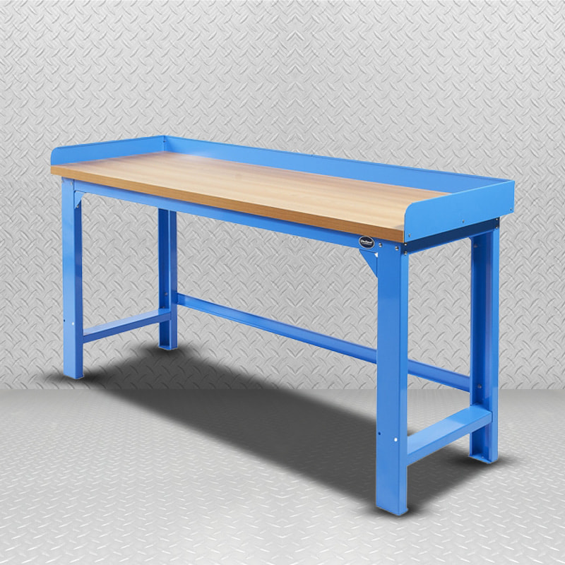 Établi en acier robuste GL203 + GL204 Bule avec banc de travail à dessus en bois