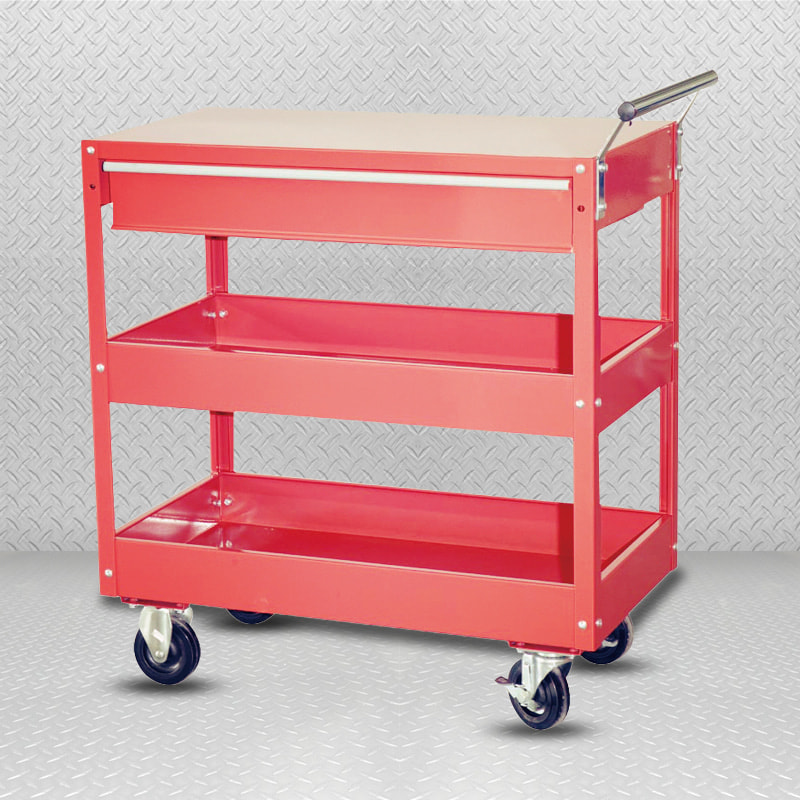 Chariot à outils en métal rouge GL301 avec 1 tiroir