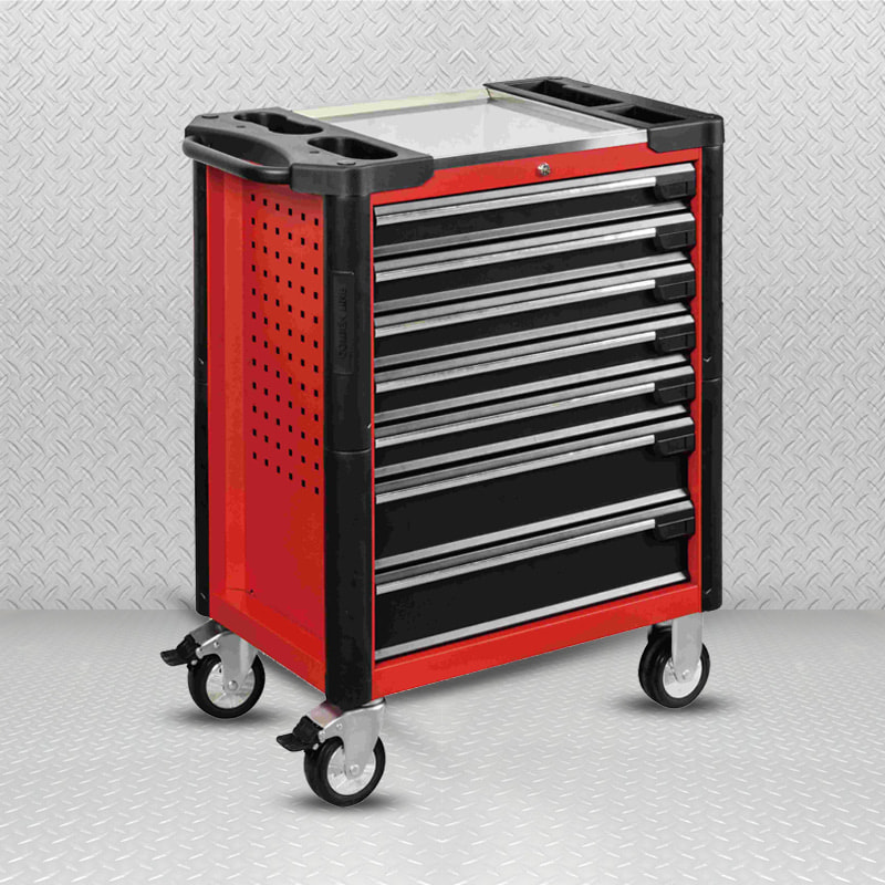 GL3407 Chariot à outils professionnel en métal avec dessus de travail et trous latéraux en acier inoxydable