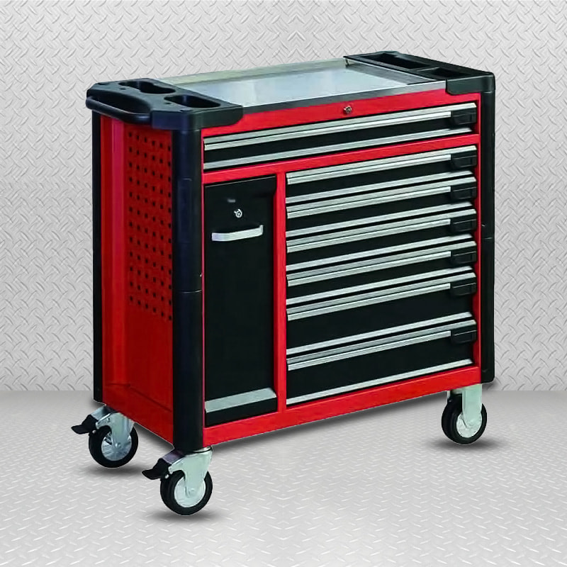 Armoire à roulettes professionnelle GL3407L-D avec plateau de travail en acier inoxydable et plaque de suspension extractible