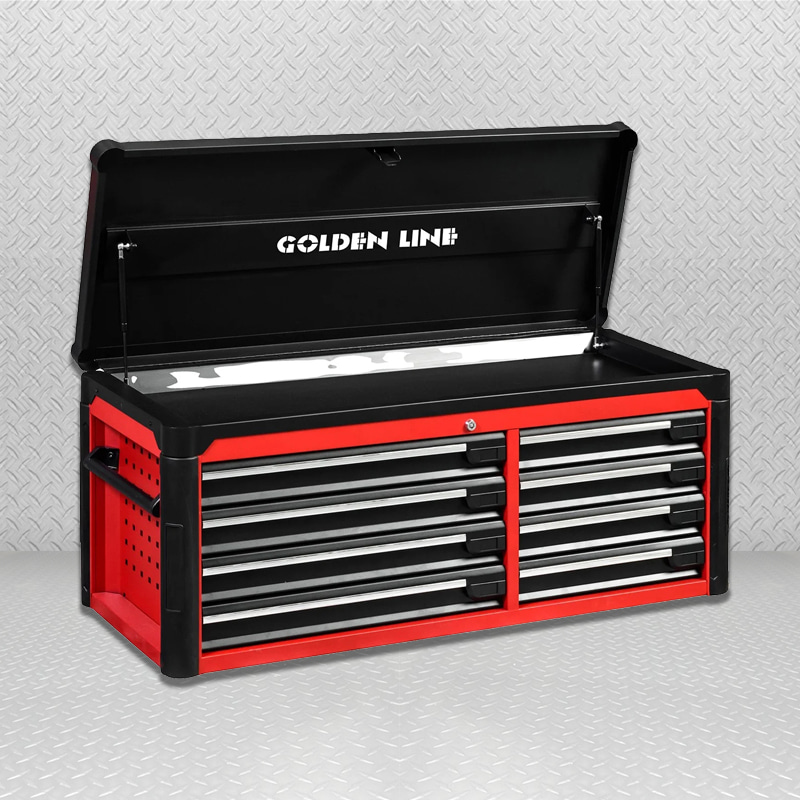 GL3408XL Coffre à outils professionnel allongé à 8 tiroirs avec couvercle supérieur ouvert
