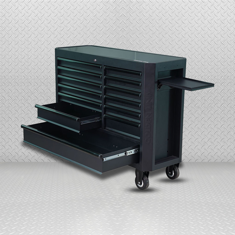 GL3613XL Établi d'armoire à roulettes de rangement d'outils de garage en métal noir avec 13 tiroirs