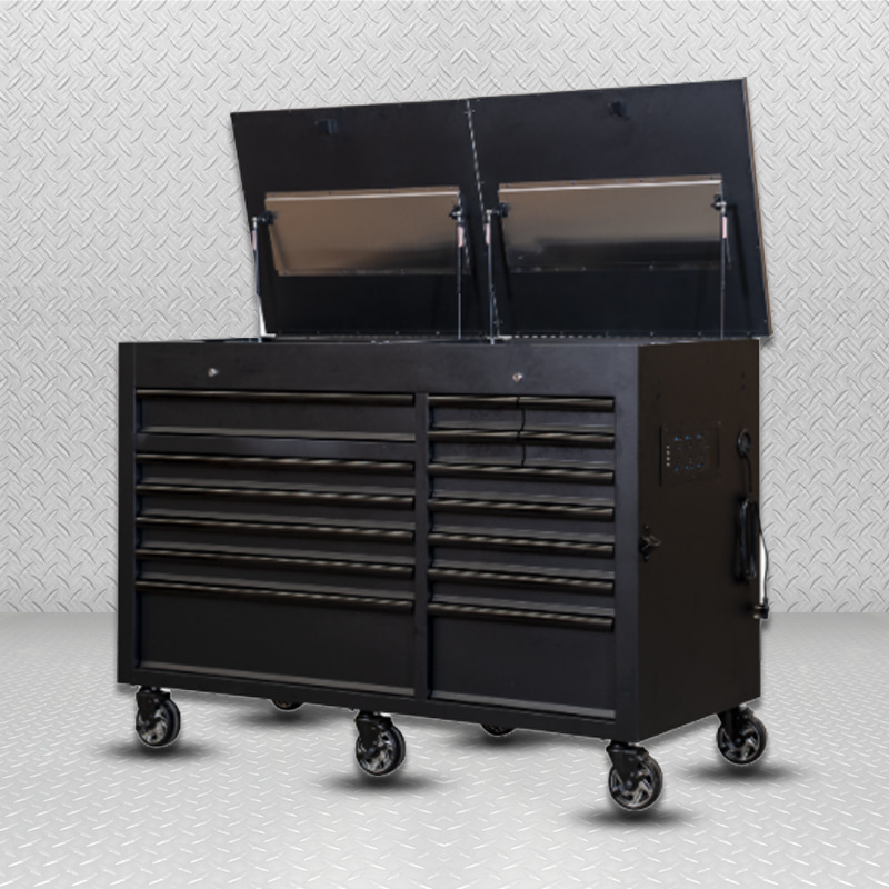 Établi inoxydable de chariot fonctionnel multifonctionnel de garage noir GL4015 avec 15 tiroirs