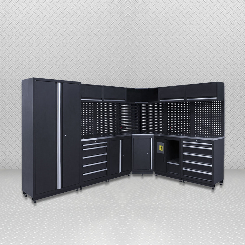 Système de stockage de garage d'atelier GLG7000B avec établi d'armoire à outils d'angle
