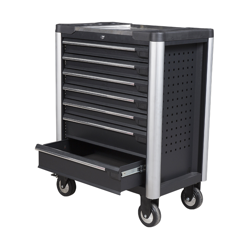 GL3407 Chariot à outils professionnel en métal avec dessus de travail et trous latéraux en acier inoxydable