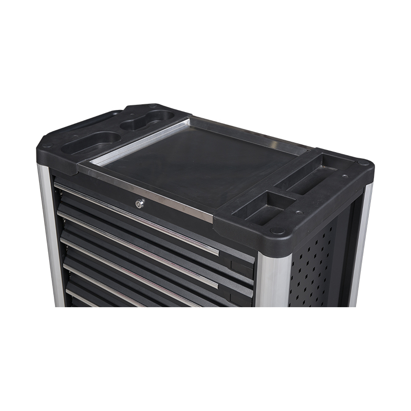 GL3407 Chariot à outils professionnel en métal avec dessus de travail et trous latéraux en acier inoxydable