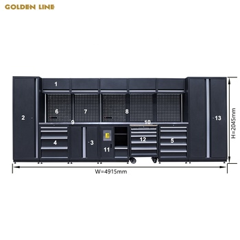 GLG6000A PRO Atelier approfondi avec établi en acier inoxydable de 690 mm de profondeur, armoires à outils de garage, rangement
